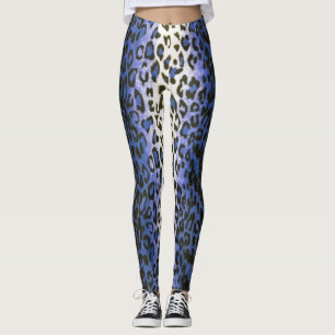 Cute Stylish Blue Leopard Animal Print Women's Leggings