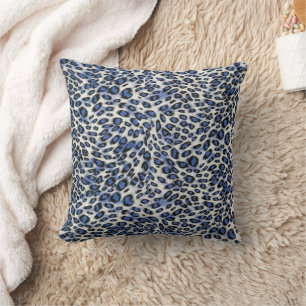Cute Stylish Elegant Blue Leopard Animal Print Kussen