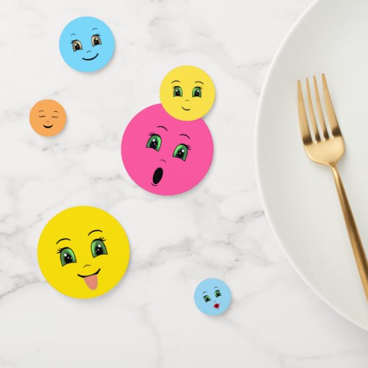 Cute Stylish Emoji Happy Faces Party Confetti (Groep)
