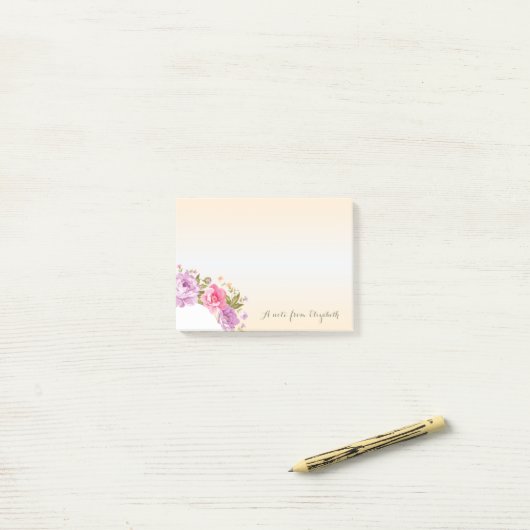 Cute Stylish Floral - Personalized Post-it® Notes (Op bureau)