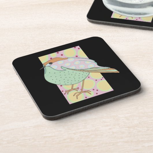 Cute Stylish Framed Pastel Songbird Bier Onderzetter (Linkerzijde)