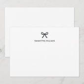 Cute Stylish Girly Monogram Name Script Ribbon Bow Notitiekaartje (Voorkant / Achterkant)
