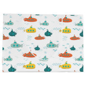 Cute Submarine Nautical Deep Sea Fish Pattern Groot Cadeauzakje (Achterkant)