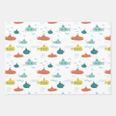 Cute Submarine Nautical Deep Sea Fish Pattern Inpakpapier Vel (Voorkant 2)