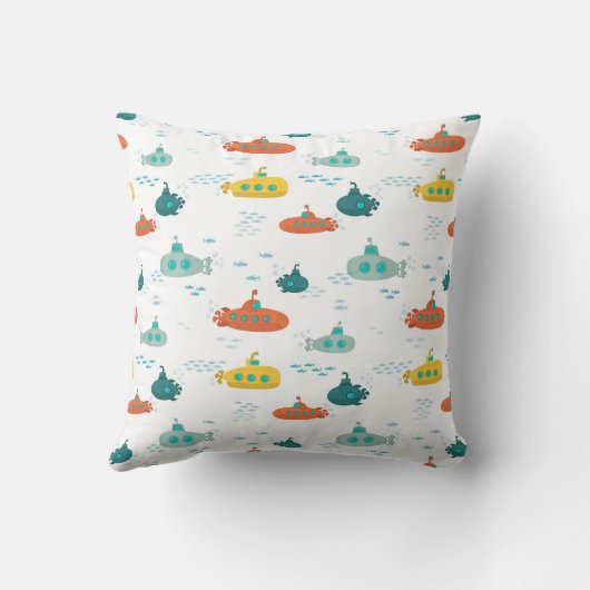 Cute Submarine Nautical Deep Sea Fish Pattern Kussen (Achterkant)