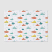 Cute Submarine Nautical Deep Sea Fish Pattern Tissuepapier (Voorkant)
