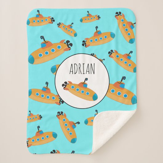 Cute Submarine Patroon Sherpa Deken (Voorkant)