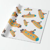 Cute Submarine Pattern Kinder Party Cadeaupapier (Uitgerold)