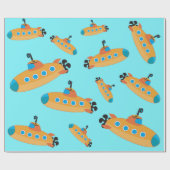 Cute Submarine Pattern Kinder Party Cadeaupapier (Vlak)