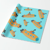 Cute Submarine Pattern Kinder Party Cadeaupapier (Uitgerold)