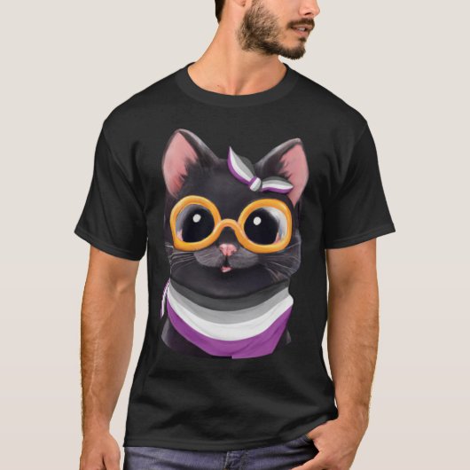 Cute Subtle Asexual Pride Flag Cat with Ace Flag C T-shirt (Voorkant)