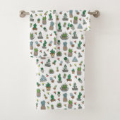 Cute Succulent Potent Planten Pattern Bad Handdoek (Insitu)