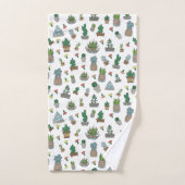 Cute Succulent Potent Planten Pattern Bad Handdoek (Handdoek)