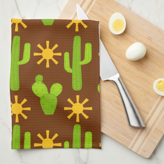Cute Sud-Ouest motif cactus serviette de cuisine (Quart Plié)