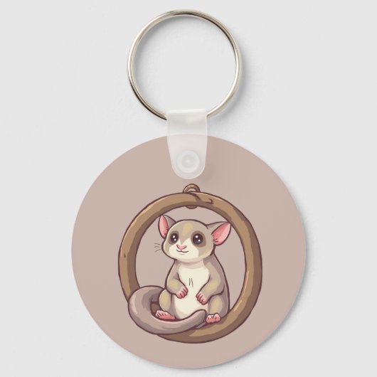 Cute Sugar Glider Ornament Art Sleutelhanger (Voorkant)