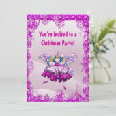 Cute Sugar Plum Fairy & Sequins kerstparty Kaart (Staand voorkant)