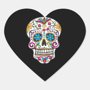Cute Sugar Skull Happy Day of the Dead Hart Sticker