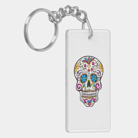 Cute Sugar Skull Happy Day of the Dead Sleutelhanger (Voorkant Links)
