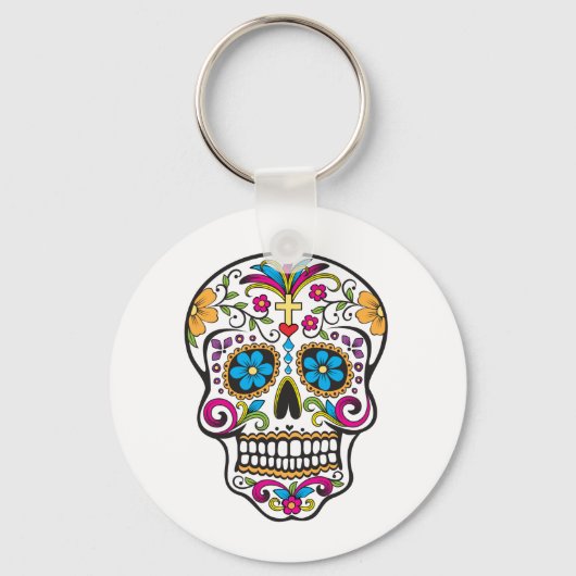 Cute Sugar Skull Happy Day of the Dead Sleutelhanger (Voorkant)