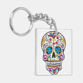 Cute Sugar Skull Happy Day of the Dead Sleutelhanger (Voorkant Links)