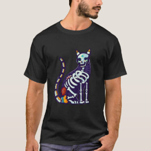 Cute Sugar Skull Mexican Cat Halloween Day of Dead T-shirt