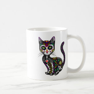 Cute Sugar Skull Mexican Cat Halloween Day of the Koffiemok