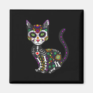 Cute Sugar Skull Mexican Cat Halloween Day of the Magneet