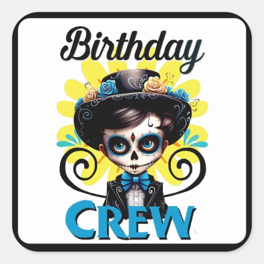 Cute Sugar Skull Vierkante Sticker (Voorkant)