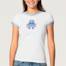 Cute Sugar Skull Zombie Octopus - Blauw
