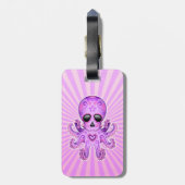 Cute Sugar Skull Zombie Octopus - Paars Bagagelabel (Achterkant verticaal)