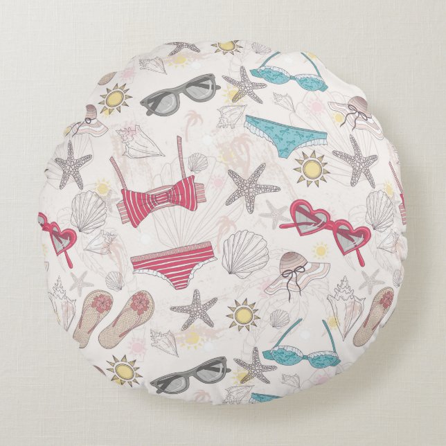 Cute Summer Abstract Pattern Rond Kussen (Voorkant)