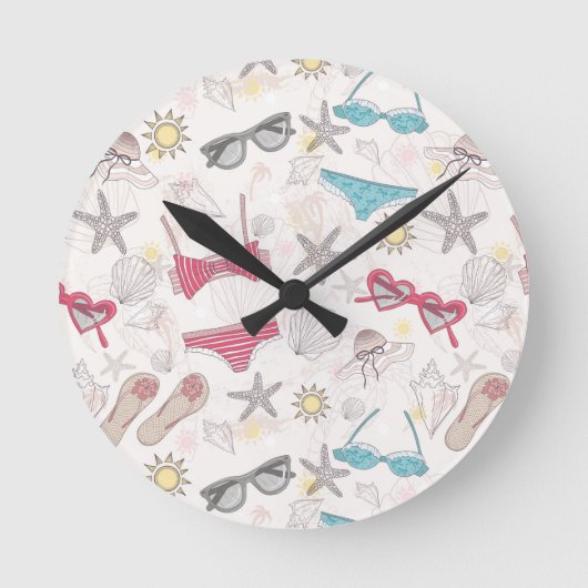 Cute Summer Abstract Pattern Ronde Klok (Voorkant)