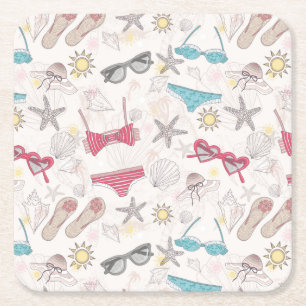 Cute Summer Abstract Pattern Vierkante Kartonnen Onderzetter