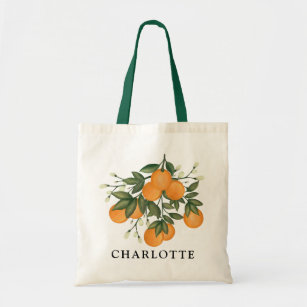 Cute Summer Botanical Citrus Sinaasappels Weddensc Tote Bag