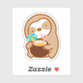 Cute Summer Coconut Drink Sloth Sticker (Vel)