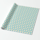 Cute Summer Daisies Pattern on Blue Cadeaupapier (Uitgerold)