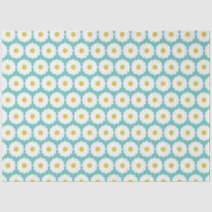 Cute Summer Daisies Pattern on Blue Tissuepapier