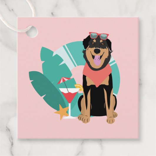 Cute Summer Dog met zonnebril Bedankjes Labels (Voorkant)