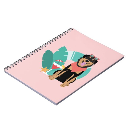 Cute Summer Dog met zonnebril Notitieboek (Linkerzijde)