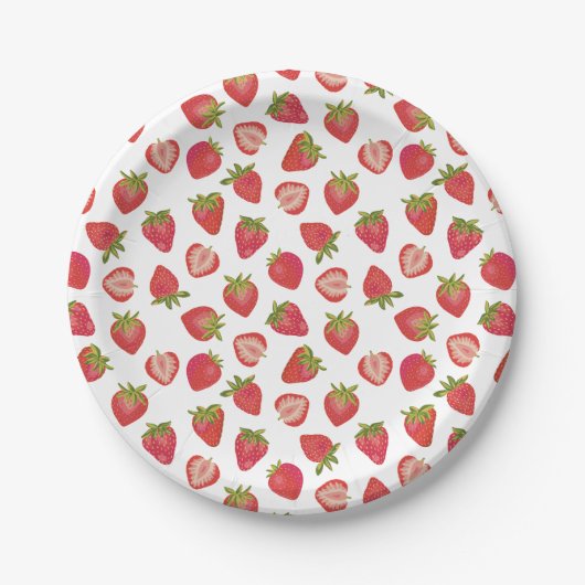 Cute Summer Fruit Strawberry Pattern Papieren Bordje (Voorkant)