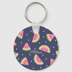Cute Summer Green Pink Waterverf Watermeloen Fruit Sleutelhanger