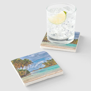 Cute Summer Hawaiian Beach Waterverf Stenen Onderzetter