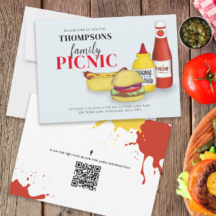 Cute Summer Picnic BBQ Fun QR Code Social Media Kaart