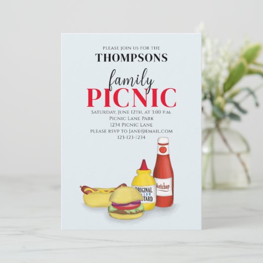 Cute Summer Picnic Trendy Cookout QR-code Kaart (Staand voorkant)
