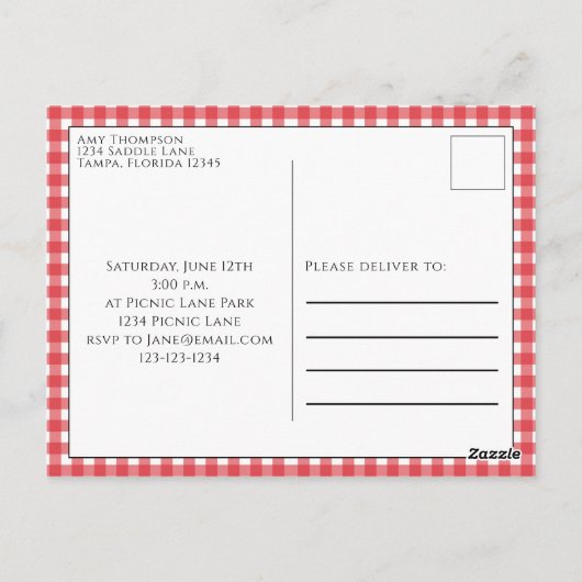 Cute Summer Picnic Trendy Cookout Whimsical Briefkaart (Achterkant)