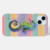 Cute Summer Seahorse Waterverf Stripes Pattern Case-Mate iPhone Case (Achterkant (horizontaal))
