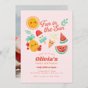 Cute Summer Sun Birthday Invitation Kaart