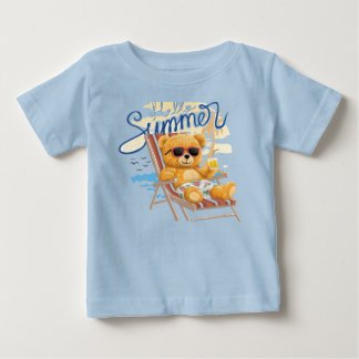 Cute Summer Teddybeer op Strand - Baby & Peuter S