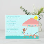 Cute summertime poolparty 5x7 uitnodiging (Staand voorkant)