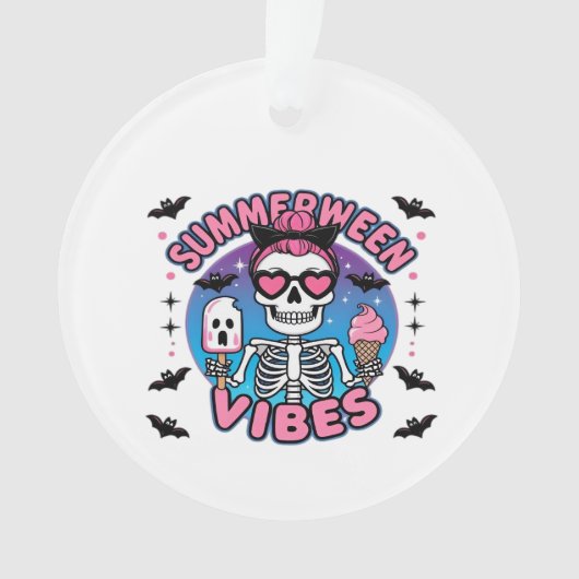 Cute Summerween Vibes Skeleton IceCream Summer Vac (devant)